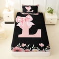 thumbnail image 3 of Erosebridal Letter L Twin Sheet Sets for Girl, Cherry Blossoms Bedding, Black Pink, 3pcs, 3 of 5