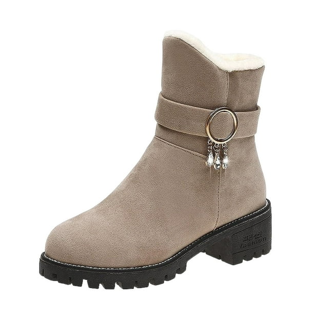 Zapatos para mujer, zapatos de color liso, botines casuales cálidos de invierno, zapatos para correr, botas vaqueras