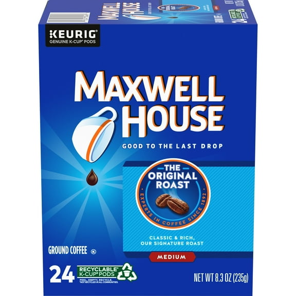 Maxwell House Original Roast K-Cup Coffee Pods, 24 Count for Keurig Brewers