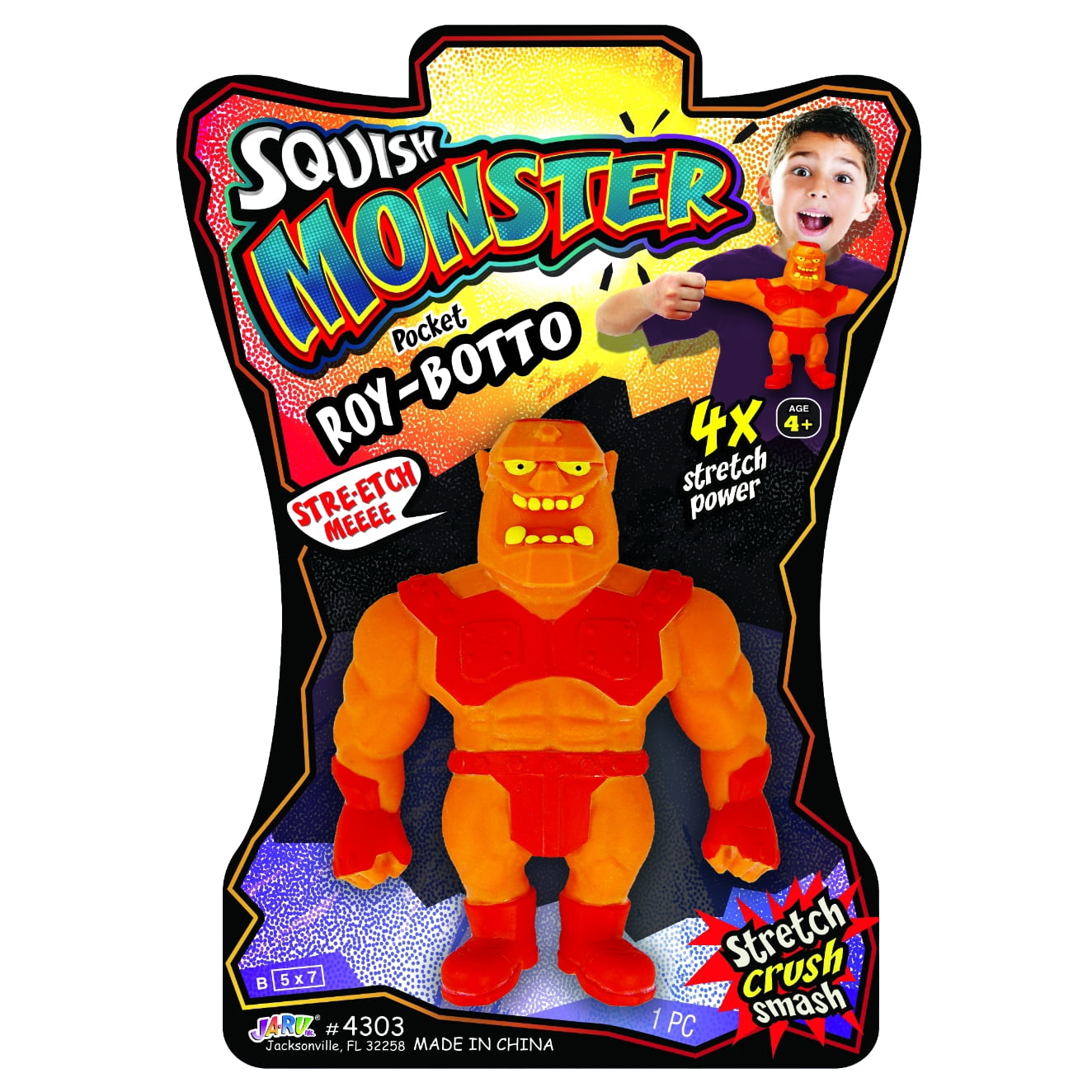 Ja-Ru Pocket Squish Monster - 4x stretch power, 3 styles available, each sold separately, 1 piece