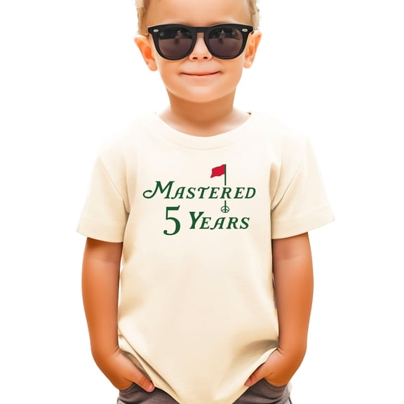 Mastered 5 Years Shirt for Boys & Girls Golf Themed Fifth Birthday T-Shirt for Kids Natural Shirt Youth Small
