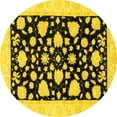 thumbnail image 1 of Ahgly Company Machine Washable Indoor Round Oriental Yellow Traditional Area Rugs, 6' Round, 1 of 4