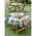 thumbnail image 4 of Outdoor Tablecloths with Umbrella Hole & Zipper, Turquoise Green Palm Leaves Round Tablecloth 54 Inch, Tropical Botanical Summer Waterproof Table Cloth, Patio/Pool/Picnic Table Covers, 4 of 8