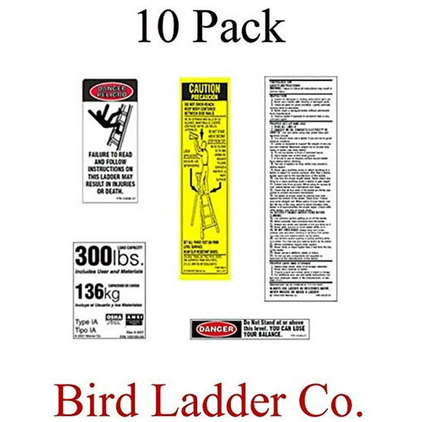 10 Pack Werner 300 LB Fiberglass Step Ladder Replacement Label