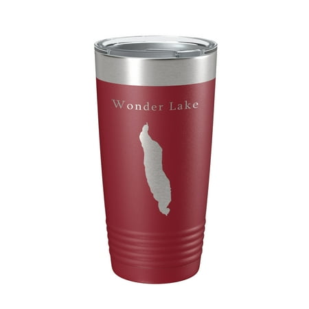 

Wonder Lake Map Tumbler Travel Mug Insulated Laser Engraved Coffee Cup Alaska 20 oz Maroon