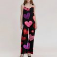 thumbnail image 3 of Fgvctg Valentine's Day Womens Overalls Wide Leg Pant Romantic Love Heart Print Overalls Sleeveless Rompers Spaghetti Straps Jumpsuits Plus Size Bib Overalls Sprimg Clothing With Pockets Red 3XL, 3 of 4