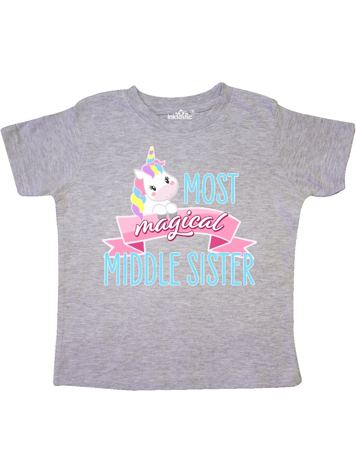 Cute Unicorn Badge Toddler T-Shirt inktastic Most Magical Middle Sister