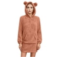 thumbnail image 2 of BXINGOHAI Cute Teddy Bear Ears Hoodie Long Sleeve Soft Warm Fleece Homewear Orange M, 2 of 7