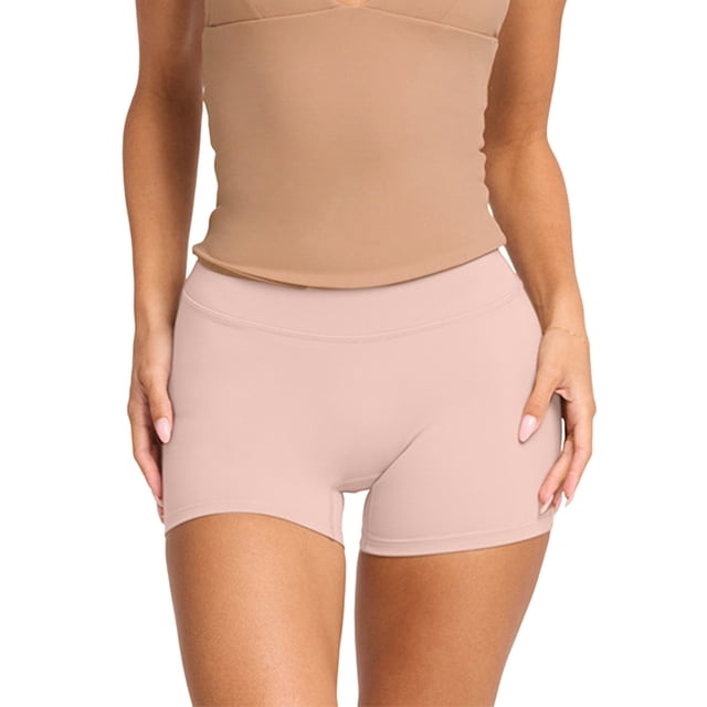 Pantalones Cortos Deportivos de Yoga de Alta Elasticidad para Mujer - Cintura Alta, Informales, Cómodos y Cómodos Rosa S
