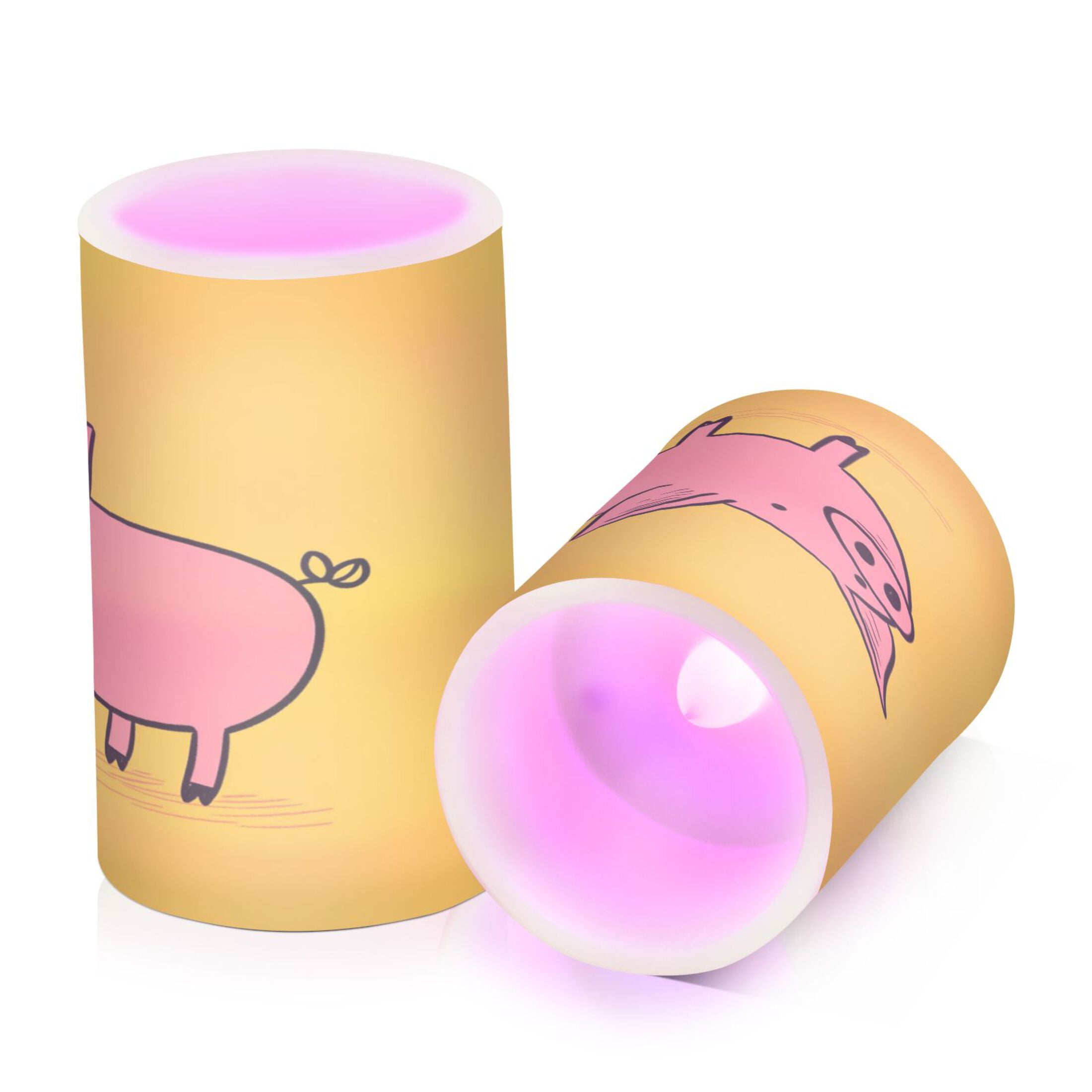Flameless Candles Lights, Pack of two LED Lights, Dimmable LED Pillar Candles Battery Operated, Flames Remote Control A Pink Pig