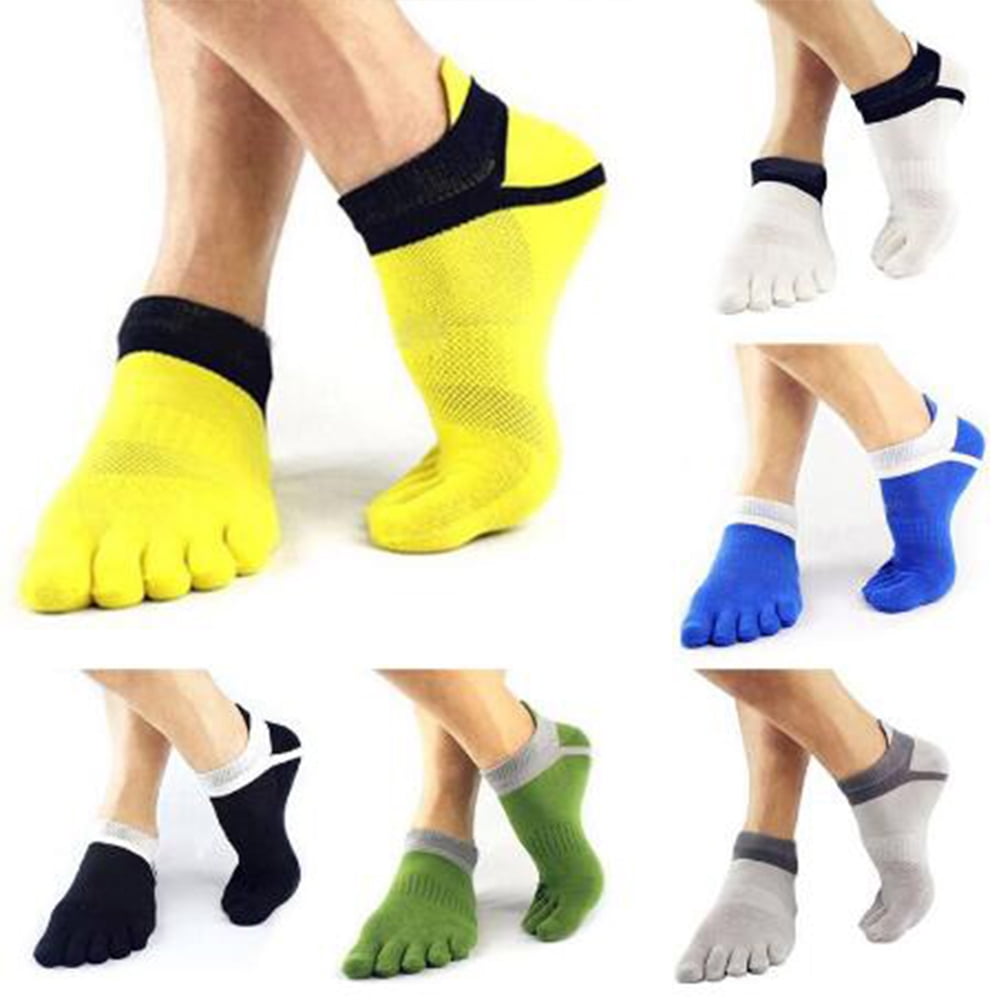 MeterMall - Men Short Thin 5-toe Socks Breathable Concealed Boat Socks ...