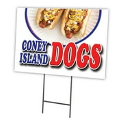 CONEY ISLAND DOGS 18"x24" Yard Sign & Stake | Advertise Your Business | Stake Included Image On Front Only | Made in The USA