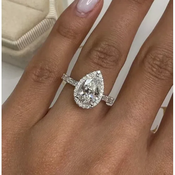 Forever Jewels 4Ct Round Moissanite Womens Engagement Ring 14K White Gold Plated