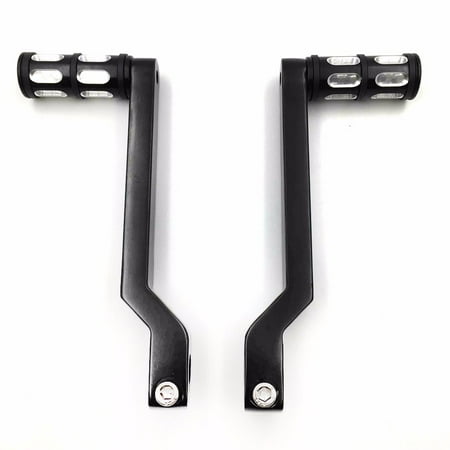 HTT- Style 009C- Motorcycle Black Aluminum Heel Toe Shift Levers/Gear Shift Pedal Levers w/ Shifter Pegs For Harley Davidson Fat Boy FLSTF 1980 and