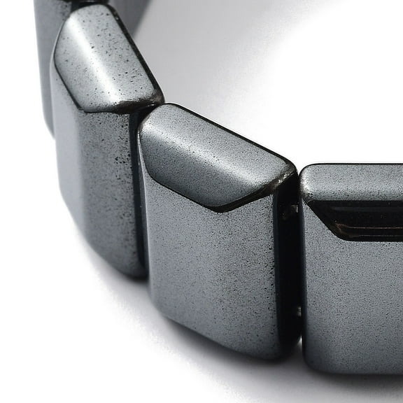 5 pc Non-Magnetic Hematite Beaded Stretch Bracelets Tile Bracelet Rectangle Inner Diameter: 2-1/4 inch(5.8cm) Bead: 17.5x12mm