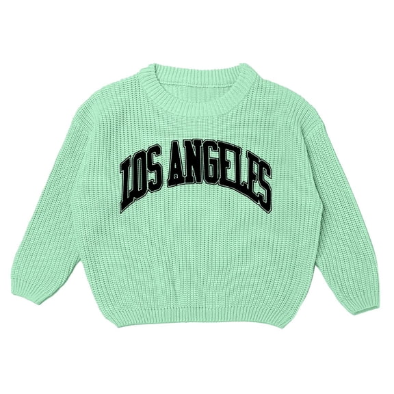 MEZZALL Sweater Girls Hand Embroidered Solid Color Knit Delicate Letter Embroidery Design Soft Comfortable Baby Toddler Kids Tops Boho Knitwear Long Sleeve O-Neck Child Dailywear