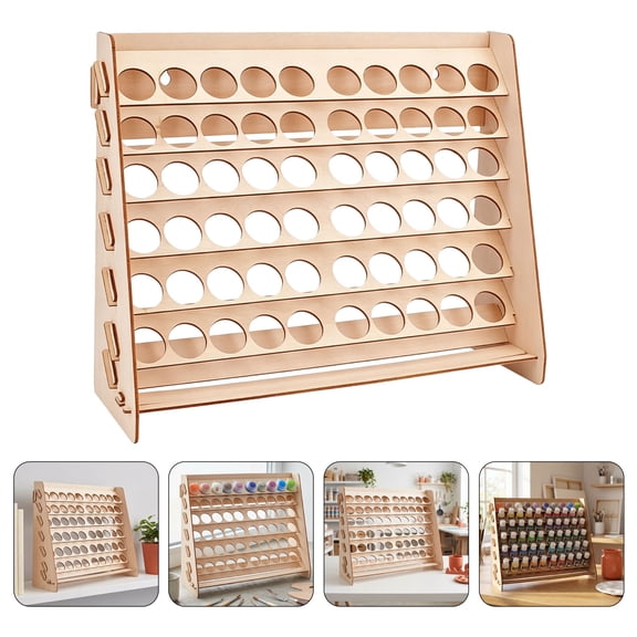PENIKOKO Craft Paint Storage Rack Made of Solid Wood for Acrylic and Pigment Bottles