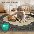 thumbnail image 4 of ODIKA 9'x12' Washable Area Rug Low Pile, Flatwoven, Distressed Border Faded Interlocking Motifs Abstract Vintage Refined Structured for Great Room, Indoor Concept, Large Living, 4 of 7