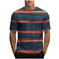 thumbnail image 2 of Cmfcve Striped Men's Tops Oversize Vintage Workout Tees Crew Neck Comfortable Outdoor Blouse, 2 of 5