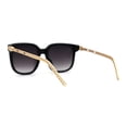 thumbnail image 2 of Womens Inset Horn Rimed Chain Arm Chic Rectangular Sunglasses Black Smoke, 2 of 4