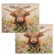 Highland Cow Calendar 2026, Highland Cow Wall Calendar 2026, Rustic Farmhouse Wall Art & Monthly Planner, Watercolour Cows Monthly Planner Scottish Wall Art Decor, Wall Calendar for Animal Lovers