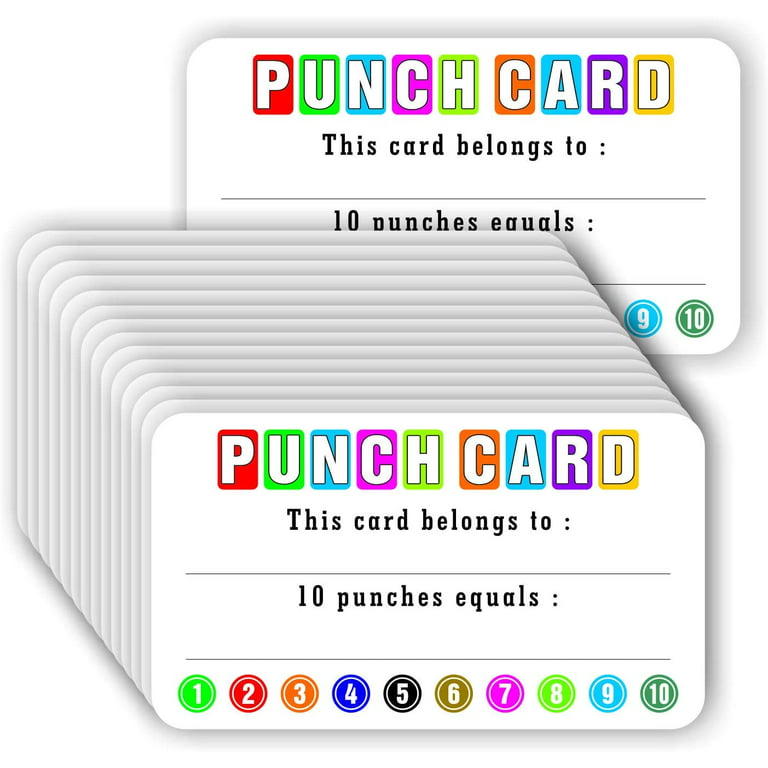 PETCEE 100Pcs Punch Cards for Kids Students Incentive Reward Card for  Classroom Behavior Punch Cards for Back to School Teacher Supplies for  Business