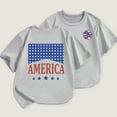 thumbnail image 4 of Girls And Boys Spring Summer Casual Short Sleeved T Shirt Independence Day Letters Before And After Printed Round Neck Comfortable Children's Wear Size 8-9T, 4 of 4