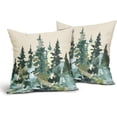 thumbnail image 2 of Watercolor Dark Green Teal Tree Pillow Covers 18X18 Inch Rustic Nature Forest Decorative Pillow Cases Set of 2 Winter Christmas Farmhouse Throw Pillows Home Decor for Sofa Couch Party Outdoor, 2 of 6