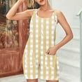 thumbnail image 2 of Summer Romper for Women Casual Fashion Plaid Criss Cross Print Short Jumpsuit with Pocket Tie Knot Front Loose Overalls, Yellow, XXXL, 2 of 2