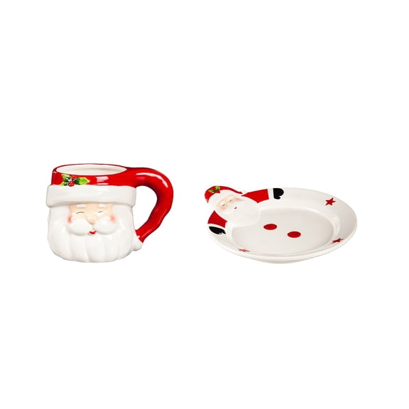 Cookies for Santa Gift Set with Plate and 18 OZ Cup, Warmest Greeting Santa