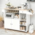 thumbnail image 1 of Isla de Cocina Móvil Multifuncional con Ruedas, Organizador Integrado Gabinetes, Cajones, Especiero, Botellero, Almacenamiento Compacto 100 * 39 * 88.5CM(Blanco), 1 of 8