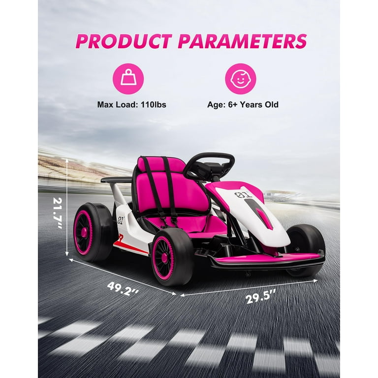 TROPOW Go Kart,for Kids, 24V Drift Kart with 2X200W Strong Motor