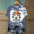 thumbnail image 2 of mgoYE Halloween Shirt Women Halloween Shirts for Women Funny Halloween Pumpkin Graphic Short Sleeve Shirt Casual Fall Tee Tops(Blue,S), 2 of 7