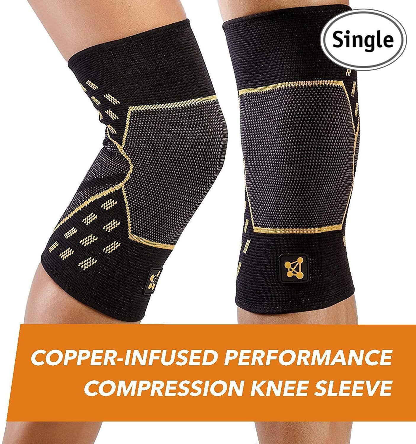 CopperJoint Performance Compression Knee Sleeve - Copper-Infused, Promotes Increased Blood Flow