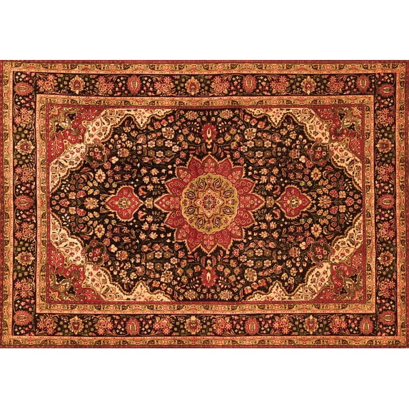 Ahgly Company Indoor Rectangle Medallion Orange Traditional Area Rugs, 4' x 6'