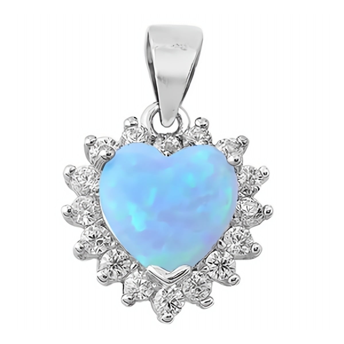 Spiral Glitzs Jewels 925 Sterling Silver Created Opal Pendant for Necklace in Gift Box White