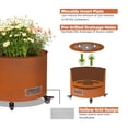 thumbnail image 4 of WORTH Metal Round Planter with Wheels - 14.6''H Modern Heavy Duty Flower Pot Raised Garden Bed - Industrial & Residential - All Weather Use - Indoor Outdoor Garden Deck Vegetables Tomato Use - Rusty, 4 of 6