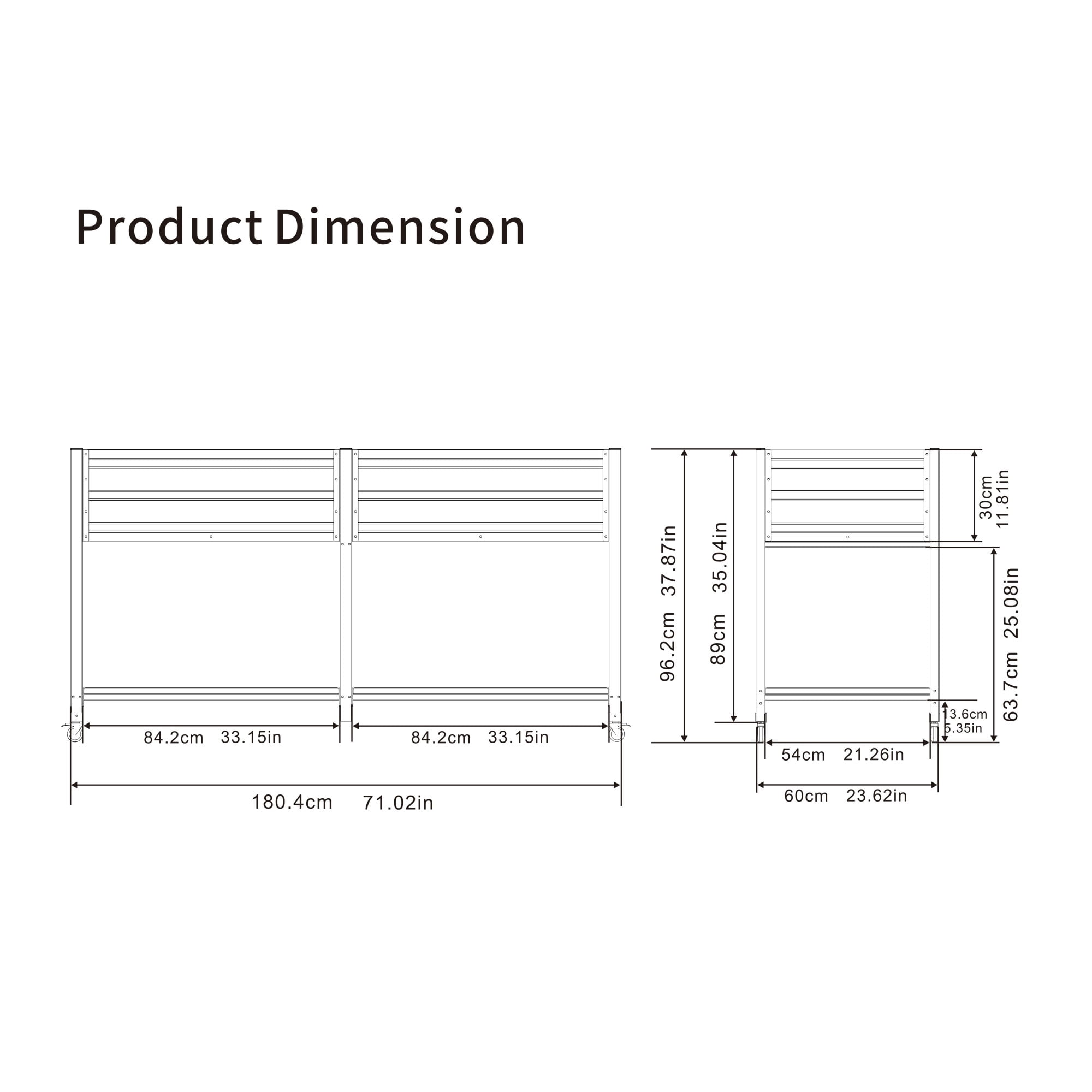 Aukfa 2-Tier Elevated Raised Garden Bed with Lockable Wheels, 37.8" Tall Outdoor Galvanized Metal Planter Box for Vegetables, Herbs, Flowers, Patio Backyard Garden, Black