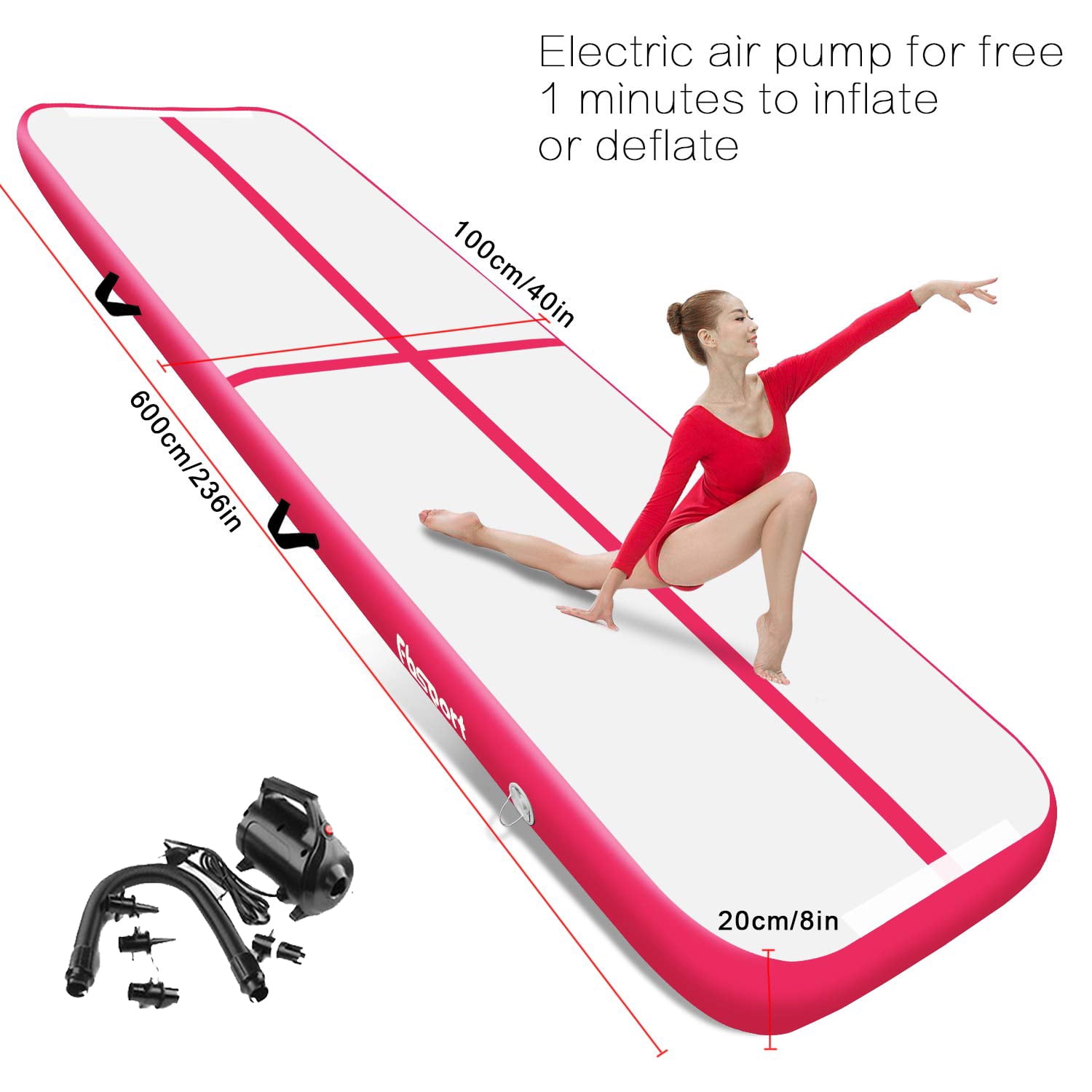 Inflatable Gym Mat Air Tumbling Track+Pump Gymnastics 6 meters long High Quality