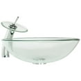 thumbnail image 5 of Wonline Bathroom Tempered Clear Glass Vessel Sink Waterfall Faucet & Pop-up Drain, 5 of 5