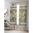 thumbnail image 4 of Sheer Curtains 108 Inches Long 2 Panels Set for Living Room, Vintage Daisy Floral Semi Sheer Curtains for Windows, Spring Flowers Botanical Striped Beige Voile Window Treatments Rod Pocket Curtain, 4 of 7