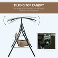thumbnail image 4 of Outsunny Outdoor Patio Swing Chair, Seats 3 Adults, Includes Stand, Adjustable Sun Shade Canopy, Steel Frame, Shaded Bench, Brown, 4 of 9