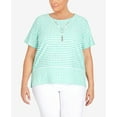 thumbnail image 4 of Alfred Dunner Womens Plus-Size Stripe Texture Knit Top With Necklace, 4 of 6
