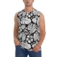 thumbnail image 2 of Lsque Tropical Leaves Print Men's Cotton Blend Sleeveless Muscle Shirts (S-3XL)- Moisture Wicking, Odor Protection, UPF 30+,X-Large, 2 of 8