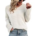 thumbnail image 1 of Suéter de cuello redondo para mujer, Top de punto calado, suéter de manga Dolman, Jersey de punto informal suelto, 1 of 7