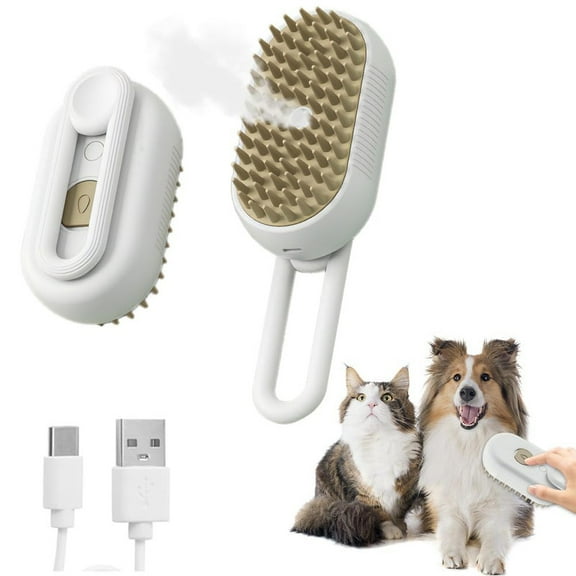 3-in-1 Cat Steam Brush – Self-Cleaning Pet Hair Brush with 360° Rotating Arm & Detachable Head, Reduces Shedding & Static, Gentle Massage for Cats (2025 Upgraded)