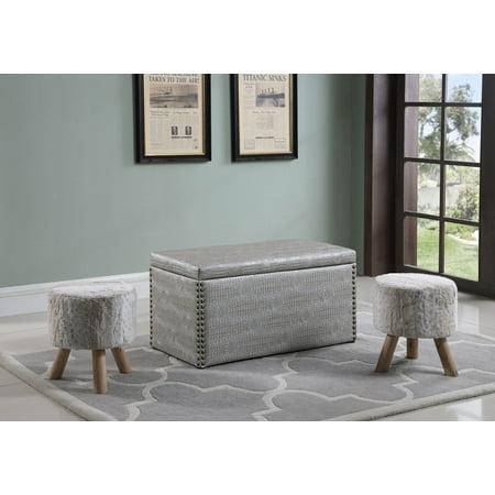 Best Quality Furniture Storage Ottoman w/ 2 Stools White or Gray (Best Temporary Grey Coverage)