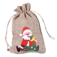 thumbnail image 1 of Bolsas Navideñas De Yute Y Lino, Bolsas De Regalo Con Cordón De Yute Y Lino Para Dulces Y Obsequios Navideños, 1 of 5