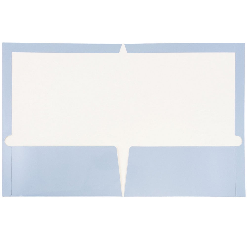 JAM Paper Glossy Two Pocket Folders, Baby Blue, 100/Pack