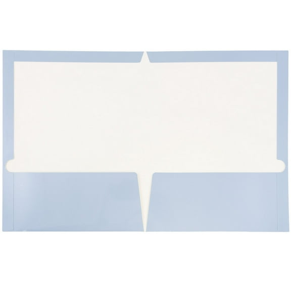JAM Paper Glossy Two Pocket Folders, Baby Blue, 25 per Pack
